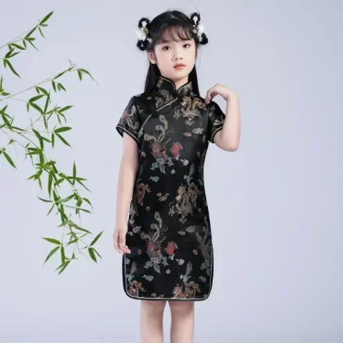 Summer Modern Cheongsam Children Girls Dresses