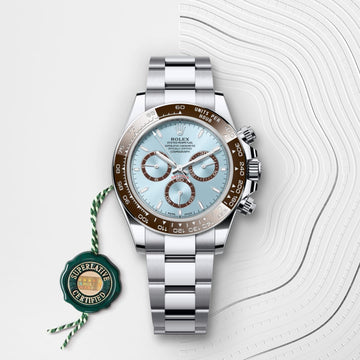 Chronograph Daytona watch in platinum with an ice blue dial