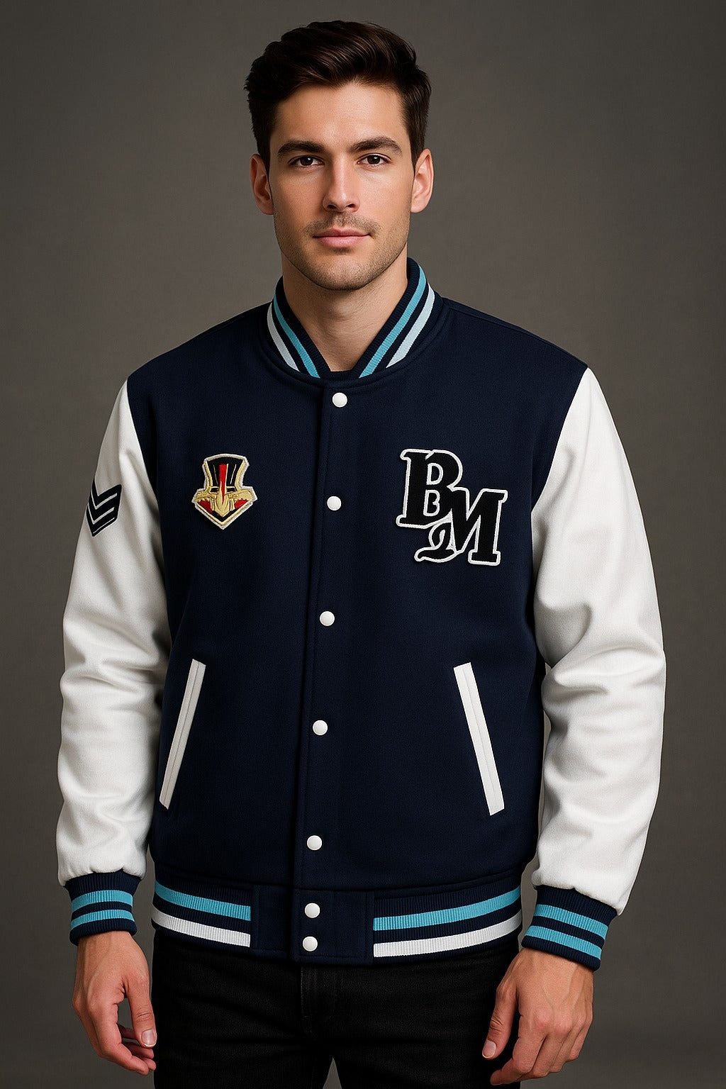 Men's Baseball Jacket ⚾ with PU Leather Sleeves