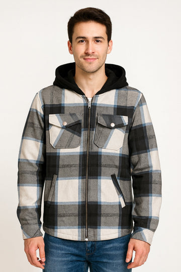 Stay cozy and stylish with this trendy check-pattern hoodie.